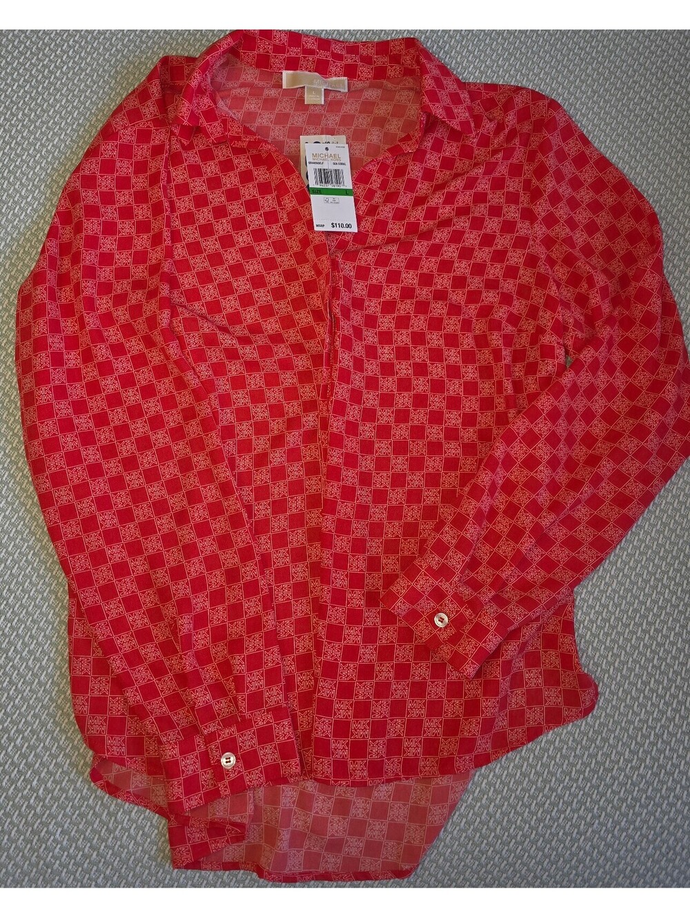 NWT. Michael Kors red and white MK blouse